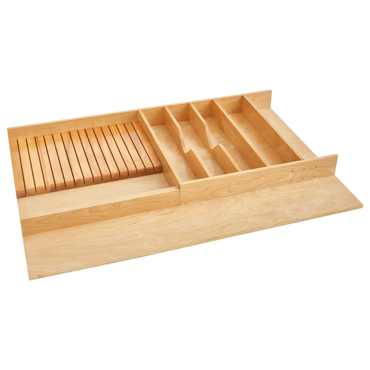 Rev-A-Shelf Wood Trim-to-Fit Shallow Utensil and Knife Block Kitchen Drawer Organizer Insert
